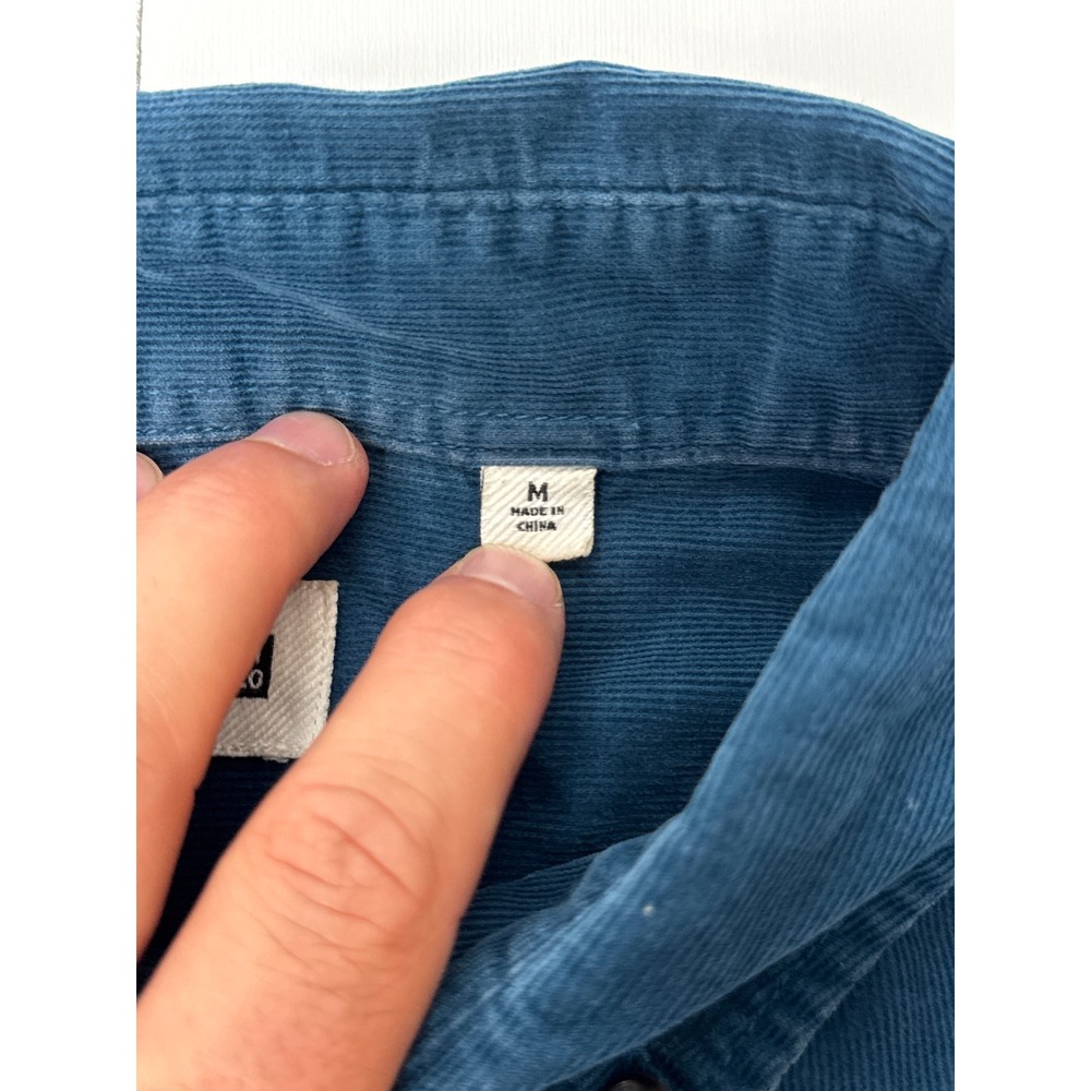 Uniqlo Mens Teal Blue Corduroy Button Down Shirt M Long Sleeve Cotton 331-078781 - Picture 4 of 7